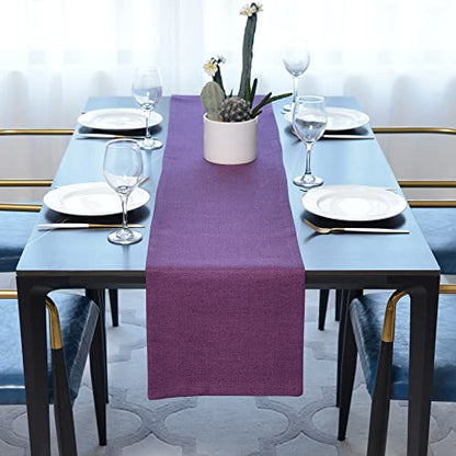 Farmhouse Table Runner Cloth 12x60 Inches Dark Purple for Holiday Dining