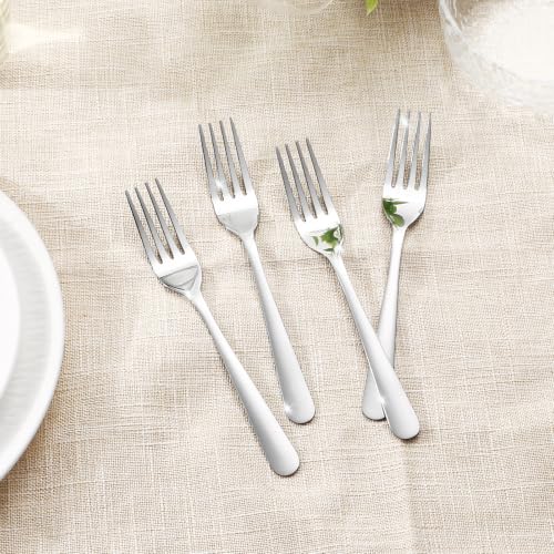 Dinner Forks Set 24 Pieces Stainless Steel Silverware - Silver Variation