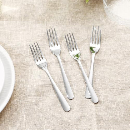 Dinner Forks Set 24 Pieces Stainless Steel Silverware - Silver Variation