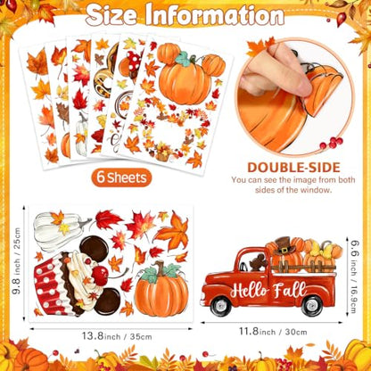 Fall Pumpkin & Watercolor Maple Leaf Window Clings - 82PCS Seasonal Decorations