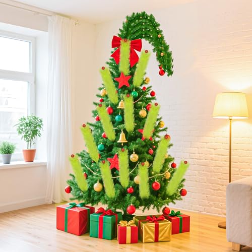 12 Pack Lime Green Christmas Tree Picks with Red Glitter Balls - Holiday Tree Decorations