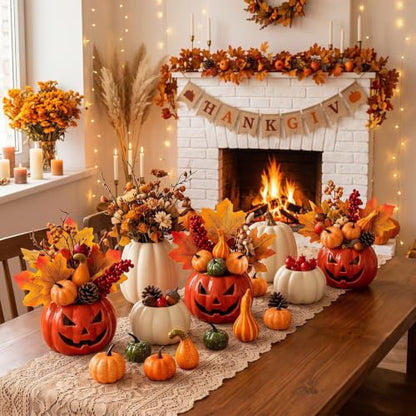 Autumn Artificial Pumpkins and Fall Decor Set for Thanksgiving and Harvest