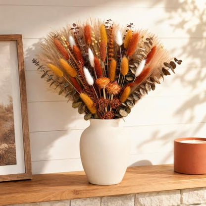 Umero Natural Dried Flower Bouquet - 17 Inch Boho Fall Pampas Grass - Orange Variation