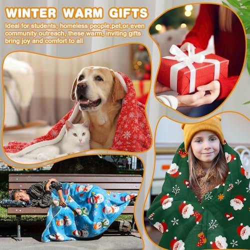 12 Pack Christmas Throw Blankets with Gift Tags - 50 x 60 Inch Holiday Fleece & Flannel