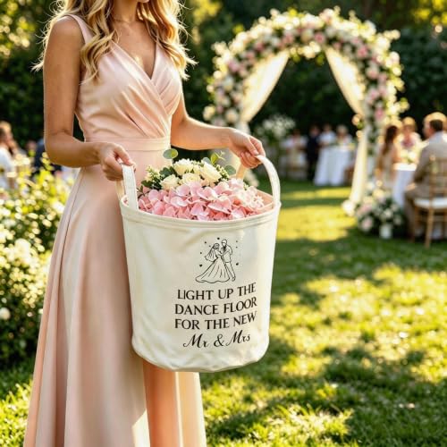 White Felt Wedding Baskets with Handles – Large Storage for Flowers, Favors & Party Decor (2 Pack)