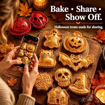 Halloween Mini Hand Pie Mold Set with Skull Shape for Baking - Reusable Food-Grade Molds