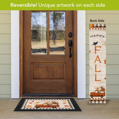 Fall Double Sided Reversible Pine Porch Leaner FW Truck - 47x9.5, Seasonal Decor