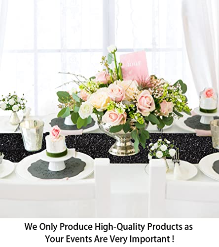 Black Sequin Table Runner 5 Pack 12x108 Inch Sparkling Party Decor for Weddings & Events