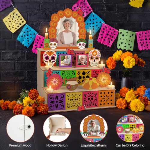 Fennoral Dia De Los Muertos Wooden Shadow Box Kit - Memorial Altars, DIY Decor, Mexican Theme