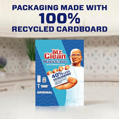 Mr. Clean Magic Eraser Original Cleaning Pads, Multi Purpose Cleaner, Bathroom Cleaning Supplies, All Purpose Cleaner, White, 6 Count