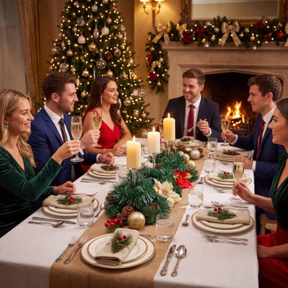 Christmas Table Centerpiece Kit - DIY Holiday Decor with Wine Glasses & Greens