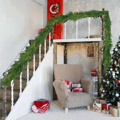 Norfolk Garland 9 Ft Artificial Greenery Christmas Decor - Set of 3 - Dense Real Touch Winter Pine