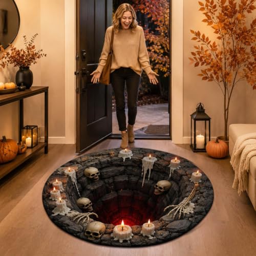 3D Halloween Rug - 24 Inch Optical Illusion Door Mat Black Variation 15