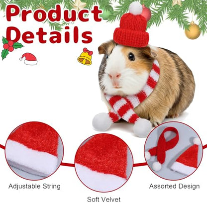 Mini Santa Hat and Scarf Set for Christmas Decorations - 24 Pieces