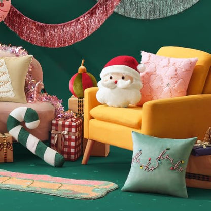 Santa Claus Christmas Pillow - Red Santa Shaped Plush Cushion, 16x13.5 Inches