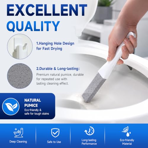 8 Pack Pumice Stone Toilet Cleaner with 2 Long Handle Replacements