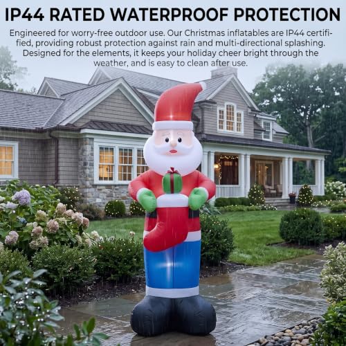 8Ft Christmas Inflatable Santa with Stocking Outdoor Decor - Red Santa Variation