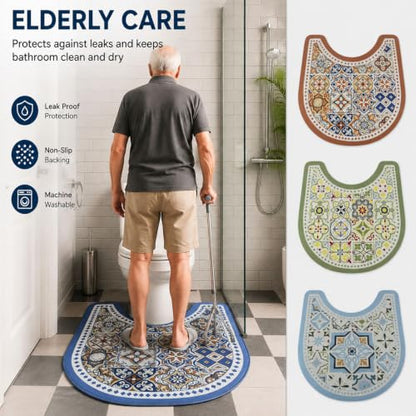 Multi Color 4-Pack U Shaped Washable Toilet Mats for Potty Training & Incontinence