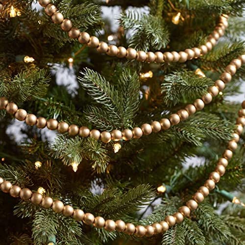 9Ft Rustic Gold Wood Bead Garland for Christmas and Holiday Decor