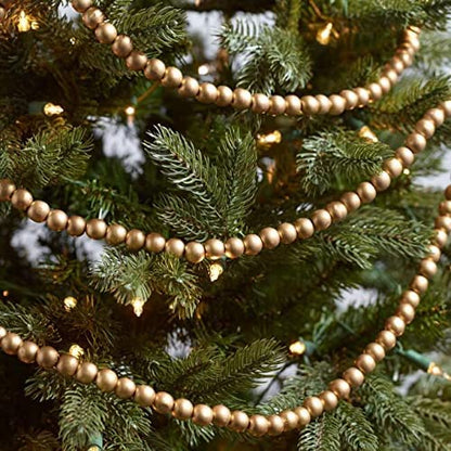 9Ft Rustic Gold Wood Bead Garland for Christmas and Holiday Decor