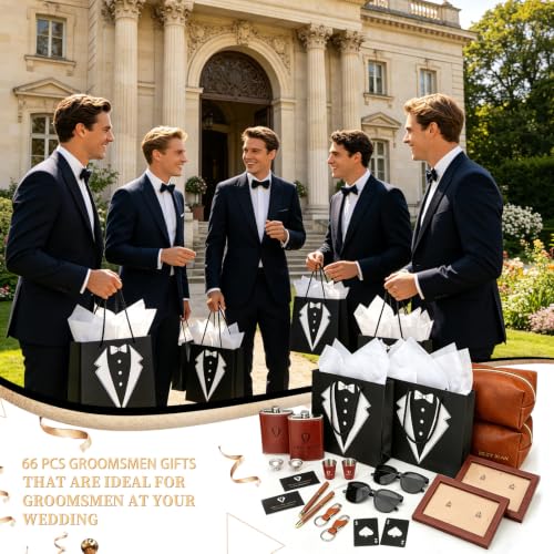 Brown 66-Piece Groomsmen Gifts Set for Wedding Party - 6 Sets Included