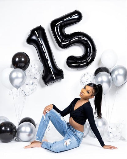 Number 6 Balloon - 40 Inch Black Birthday Decoration for 6th Birthday Celebrations