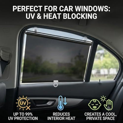 Blackout Window Shade with Suction Cups - No Drill, 30W x 78H - Black / Silver