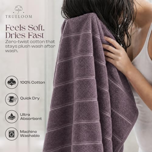 Velvet Bath Towels Set 27x54 Inch 100% Cotton Ultra Soft Absorbent - Muted Mauve, Pack of 4