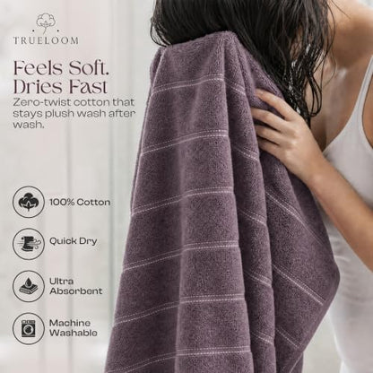 Velvet Bath Towels Set 27x54 Inch 100% Cotton Ultra Soft Absorbent - Muted Mauve, Pack of 4