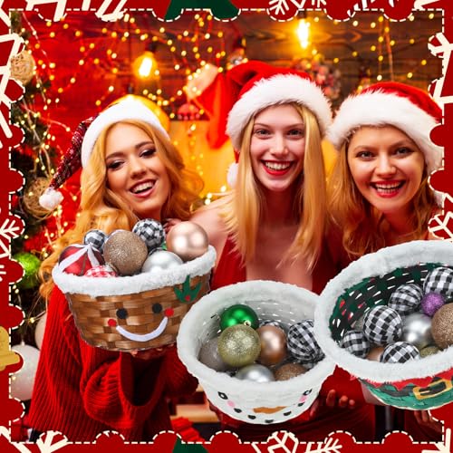 Youyole Classic Christmas Gift Basket Set - Woven Bamboo Santa Gingerbread Snacks