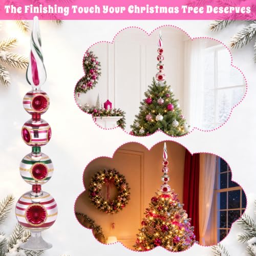 Retro Glass Christmas Tree Topper 16 Inch with Reflectors - 5 Tier, Handmade