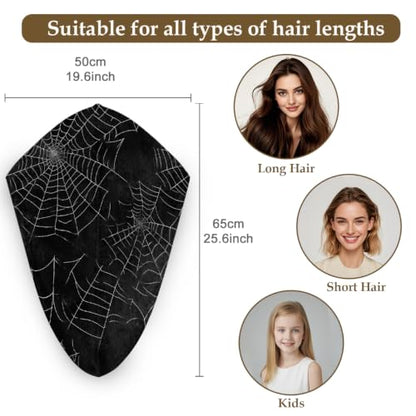 Halloween Spider Web Microfiber Hair Towel Wrap - Soft & Quick Dry