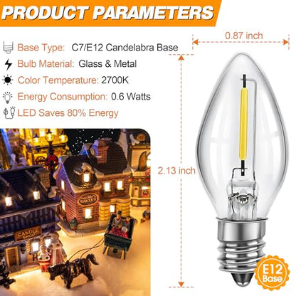 3-Pack LED Light Cord with 6 Bulbs for Christmas Village & Halloween Decor