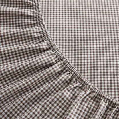 King Cotton Percale Sheet Set with Deep Pocket & Gingham Brown - Martha Stewart