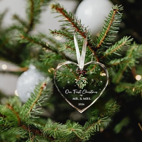 01 Married First Christmas Ornament 2026 - Wedding Gift, Mr and Mrs Decor