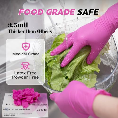 FINITEX Nitrile Disposable Latex-Free Gloves - 3.5mil 100PCS/Box 9inch Long Powder-Free Guantes de Nitrilo Cleaning Medical Exam Food Cooking Glove (100, Large)