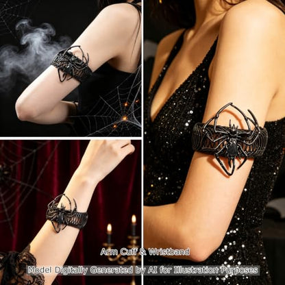 Halloween Spider Curtain Tiebacks - Black Gothic Decor with Spider & Diamond - Gun Black Variation