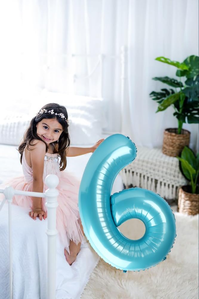Balloon Numbers | 40 Inch Pastel Blue Balloons for 5th Birthday & Wedding Decor