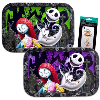 Nightmare Before Christmas Serving Trays Set - Jack & Sally Food Platters, 2 Metal Trays with Decals