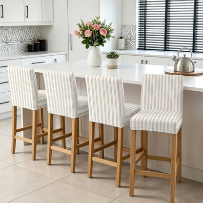 Espresso Brown Vintage Style Bar Stool Chair Covers Set of 4 with Back