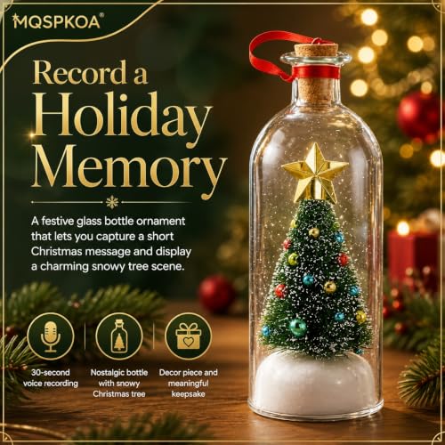 3pcs Recordable Glass Christmas Tree Message in a Bottle Holiday Ornament