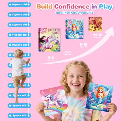 Paint by Sticker Books for Kids Ages 4-8, Travel Activity Set - Style 5 (8 Pcs)