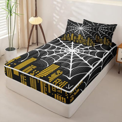 Yellow Twin Zipper Bedding Set with Comforter, Sheets & Pillowcases - Hero Theme Kids Bedding