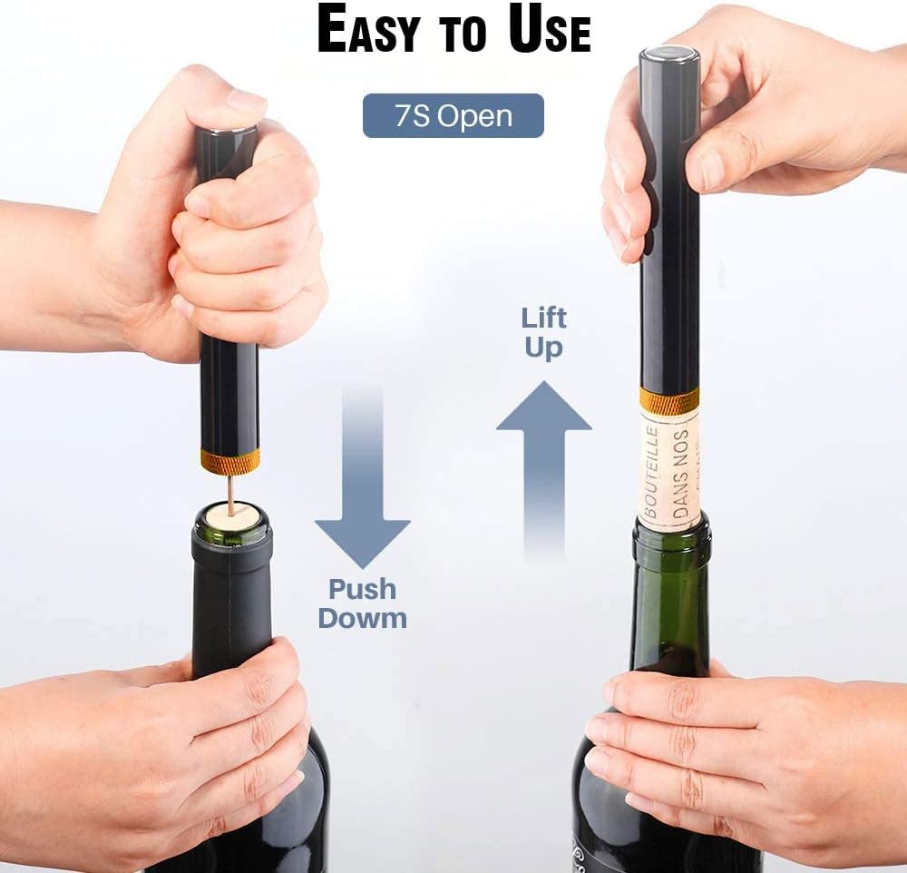 Wine Bottle Opener Set(4PCS),Travel Portable Pocket Air Pressure Pump Cork Remover with Aerator, Foil Cutter, and Vacuum Stopper, 7S Quick Bottle Opening, for Home, Restaurant, Party,Wine Lovers
