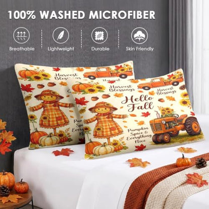 King Size Fall Comforter Set with Pillowcases and Sheets - Soft Cozy Bedding
