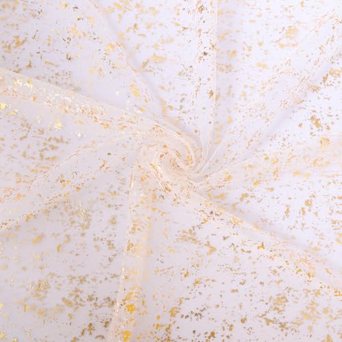 Beige Gold 10ft Sheer Glitter Metallic Gauze Table Runner for Weddings & Events
