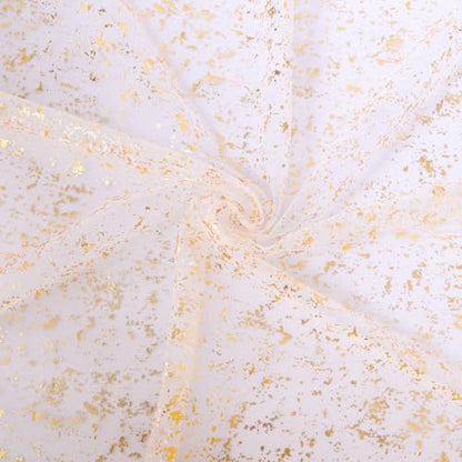 Beige Gold 10ft Sheer Glitter Metallic Gauze Table Runner for Weddings & Events