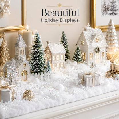 Artificial Snow for Christmas Decorations, 5-Pack Snow Flock & Glitter Snow