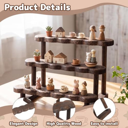 3 Tier Wooden Trinket Shelf Organizer for Collectibles & Decor