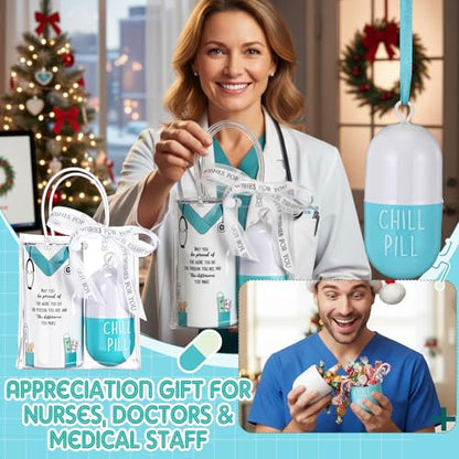 Cute Pharmacy Nurse Gift Set with 12oz Tumbler, Pen & Ornament - Blue